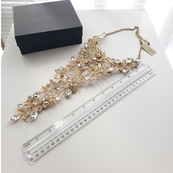 BNWT Statement Necklace Crystal Waterfall Gold Bib necklace, Lead free - Picture 11 of 12